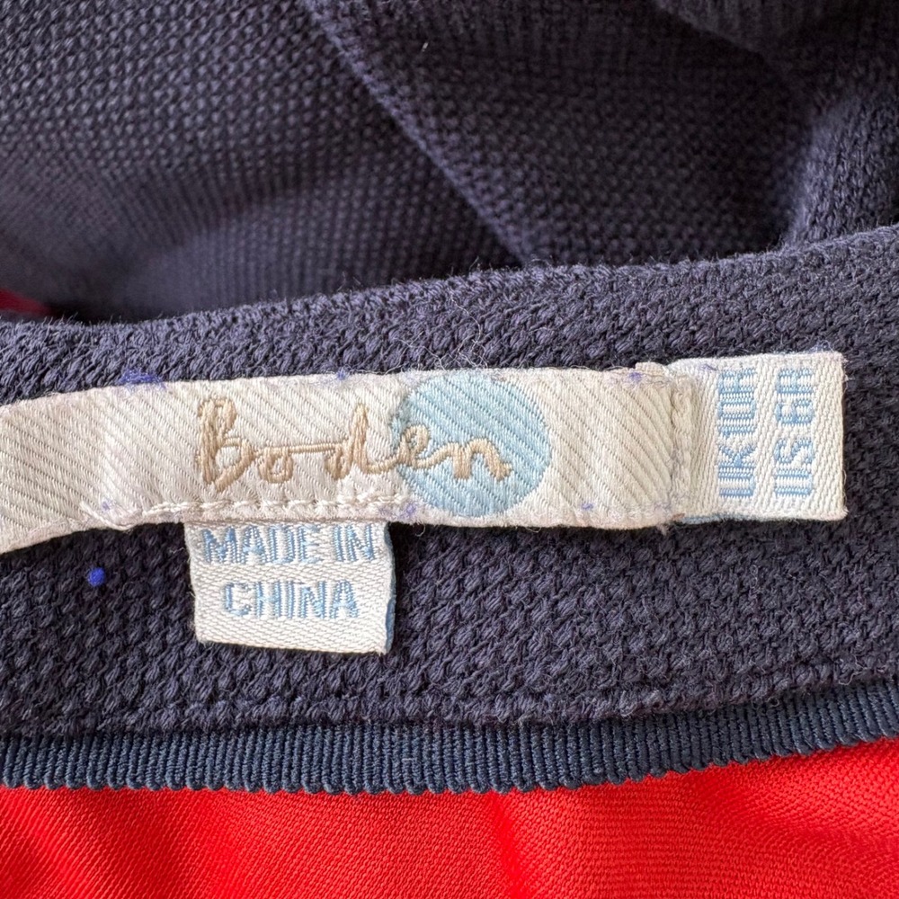 Boden‎ Fit & Flare Dress 3/4 Sleeve Pleated Back Zip, Women US 6R Navy Blue - Picture 3 of 11